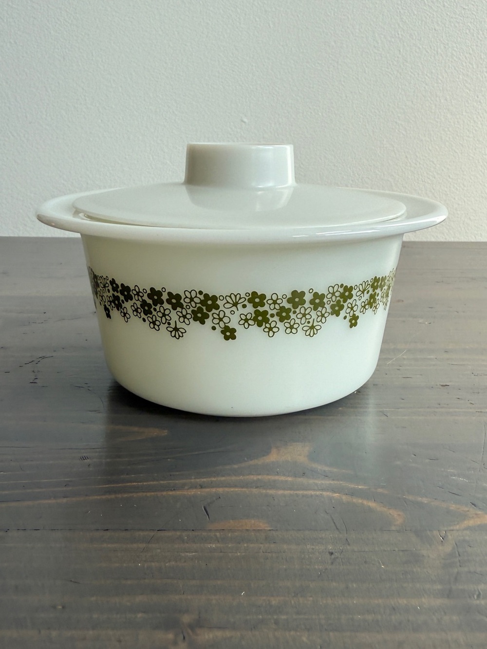 Vintage PYREX crazy daisy / spring blossom butter dish with plastic lid
